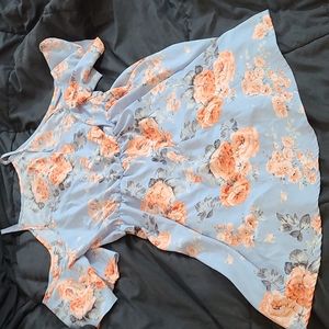 Blue shein frozen shoulder floral dress